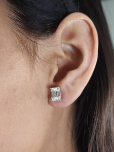 14K Gold 4 Ct Lab Grown VS <b>Emerald</b> Cut Diamond <b>Stud</b> Earrings for Women IGI Certified Minimalist Luxury Jewelry Party Gift - Product Image 6