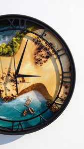 Moss Wood Wall <b>Clock</b>: Epoxy Resin & Preserved Moss <b>Art</b> - Product Image 6