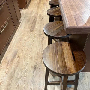 Tabouret de comptoir rustique en teck massif, siège rond, fait main, mobilier pour restaurants et hôtellerie - Product Image 4