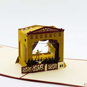 Carte de voeux en papier artisanal pop-up pour théâtre 3D Impression UV et offset pour amis et partenaires avec style d'amour - Product Image 3