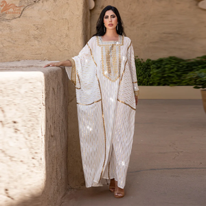 Women Muslim Modest Simple Straight Chiffon Floor-Length Regular Sleeve ODM Abayas Loose Caftan Morocco Kebaya 100% Cotton - Product Image 1