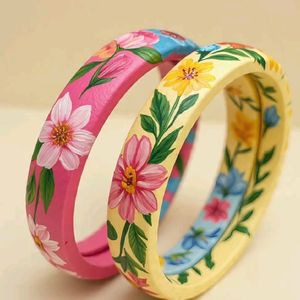 Designer Women's Traditional Crystal Fashion Accessories Hand-Painted <b>Wooden</b> <b>Bangles</b> for Daily and Party Wear - Product Image 1