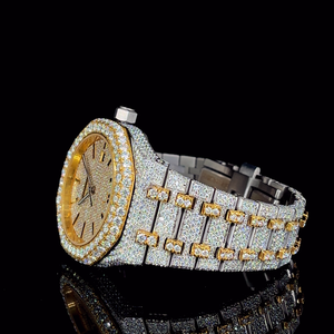 The Moissanite Diamond <b>Quartz</b> <b>Watch</b> Beautifully Crafted Stainless Steel Custom <b>Watch</b> for <b>Men</b> Enhanced VVS Clarity Auto Date 41MM - Product Image 3