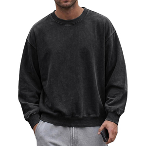 Sudadera de cuello redondo extragrande negra con lavado ácido para hombre, estilo vintage, manga larga, OEM ODM, colección 2026 Harry Johnson Production - Product Image 5