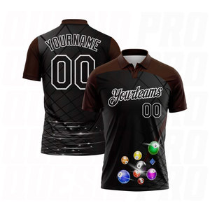 เสื้อโปโลสำหรับเล่นบิลเลียดสีดำ น้ำตาล ขาว แบบกำหนดเอง ระบายอากาศได้ดี ซับเหงื่อ แห้งเร็ว ลายพิมพ์แบบซับลิเมชั่น ชุดกีฬา - Product Image 1