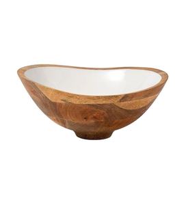 Tazón de Madera de Mango Esmaltado en Rosa, Hecho a Mano, de Lujo, para Cocina, Estilo Rústico, para Servir Ensaladas y Frutas, Diseño sin Plomo, Gran Venta - Product Image 3