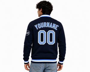 Veste de baseball universitaire bleu marine pour homme SINEWY SPORTS, style preppy, boutonnée, avec nom et numéro d'équipe personnalisés - Product Image 6