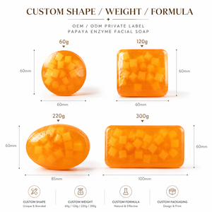 Savon facial enzymatique à la papaye, forme personnalisée, poids 60g 100g 120g 150g 200g 220g 300g, OEM ODM, marque privée - Product Image 1
