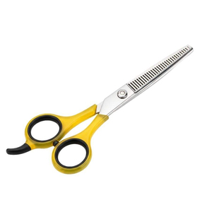 Tijeras de Peluquería Profesionales de Dos Tonos, Amarillo y Negro, con Mango de Plástico, Tijeras de Entresacar Cabello de Acero Inoxidable, Herramientas de Peluquería - Product Image 1