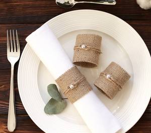 Anillos para Servilletas de Boda de Yute, Decoración Rústica para Bodas, Servilleta Rústica para Boda, Decoración de Mesa de Boda, Rústico - Product Image 1
