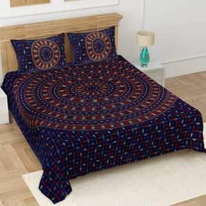 Exclusive Quality Classy Style Hand Block Print Cotton Bed Cover Set Handmade <b>Bedding</b> Jaipuri Bedsheet With Pillow Cotton Sheets - Product Image 3