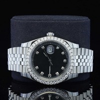 Qualité VVS1 pour Moissanite de qualité diamant, ensemble serti à la main pour montres de luxe, en acier noir, caractéristiques personnalisables, tailles variées