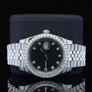 VVS1 Quality for Ice Moissanite Hand Studded Set for Luxury <b>Watches</b> <b>Black</b> Color Steel Customizable Features Mixed Scale - Product Image 4