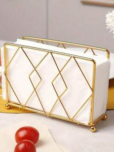 Gold Metal Tissue Box Cover Napkin Holder Geometric Tabletop <b>Paper</b> Holder for Home Kitchen Dining Room - Product Image 1