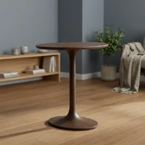 Modern <b>Round</b> <b>Coffee</b> <b>Table</b> Solid Wood <b>Walnut</b> Midcentury Design Living Room Furniture - Product Image 3
