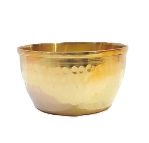 Bol en laiton doré brillant, récipient rond, ustensile de cuisine, plat de service, fait main, poli, réfléchissant, décoratif - Product Image 1