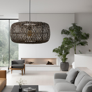 Handwoven Black Bamboo Pendant Light for Home <b>Decoration</b> Restaurants Hotels and Modern Interior <b>Lighting</b> - Product Image 3