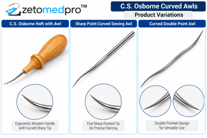 Aiguille à coudre en cuir courbée, pointe acérée en acier inoxydable, outil de perforation de précision, argent, ZETOMEDPRO - Product Image 6