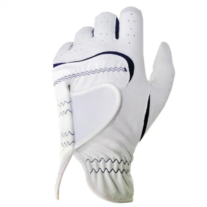 Guante de golf blanco con cierre de tirar para la mano derecha, antideslizante, de cuero genuino, unisex, deportivo - Product Image 1