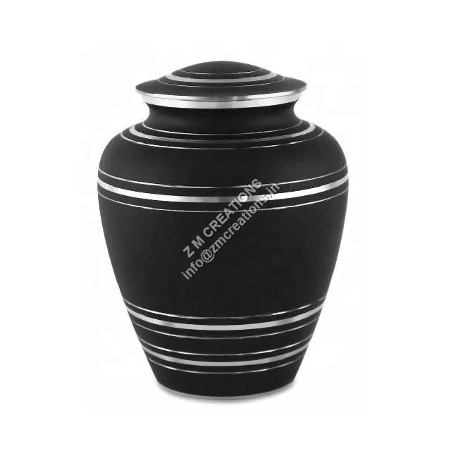 Black Coated Metal Cremation Urn with Gold Cross Funeral Supplies Human Ashes Storage Urn in Wholesale Price