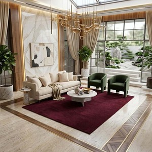 Luxury Wine <b>Red</b> Plush Area Rug Minimalist Modern Hand Tufted & Hand loom Carpet Soft Bedroom Living Room Home Decor Floor Rug - Product Image 6