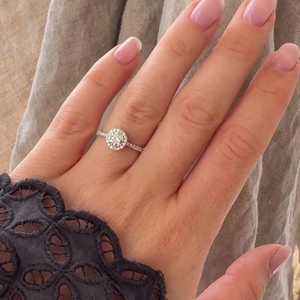 Anillo de Compromiso Personalizado de Oro de 14k/18k con Diamante Redondo Cultivado en Laboratorio, Halo, Pavé, Solitario, Anillo de Boda, Anillo de Promesa, Fabricante - Product Image 4