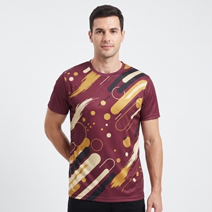 T-shirt de sport pour homme multicolores, impression graphique par sublimation personnalisée, coton et polyester, maillot d'entraînement athlétique, col rond - Product Image 5
