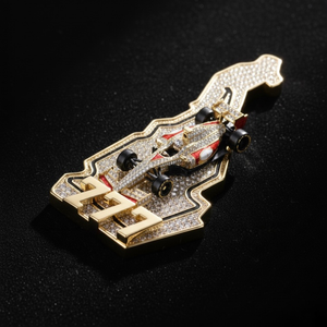 Colgante de Plata con Baño de Rodio y Diamante Cultivado en Laboratorio con Forma de Mapa de Fórmula 1, Personalizado, Regalo para Fanáticos de Carreras, Collar para Fiesta - Product Image 2