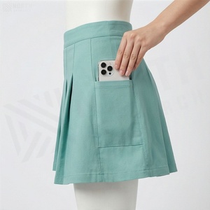 Minifalda Plisada para Mujer, Color Sólido, Cintura Regular Cómoda, Tejido de Tela, Estilo para Todas las Temporadas - Product Image 3