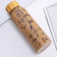 Botella de Vidrio Transparente Resistente al Calor y a Fugas con Logotipo Personalizado, Tapa de Bambú y Tapa de Acero Inoxidable, Vaso Portátil para Beber