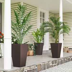 Set di 3 Fioriere in Plastica Alte 7,3 m Stile Rattan con Foro di Drenaggio Anti-Crepa per Uso Interno ed Esterno, Ufficio e Patio - Product Image 2