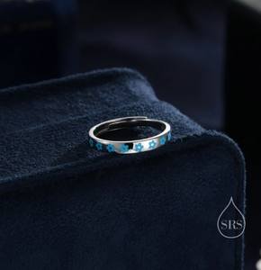 Anillo de Plata de Ley con Motivo de Flor de No Te Olvides, Talla Ajustable, Anillo de Flor Esmaltada Delicado y Fino - Product Image 3