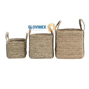 Factory Supply Seagrass Woven Eco-Friendly Rustic Multi-Purpose Storage Organizer <b>Basket</b> for Laundry and Daily Home Use - Product Image 2