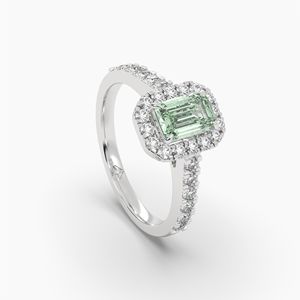 Anillo de compromiso y boda clásico para mujer VABS DIAMOND de oro de 10K, 14K, 18K con moissanita de 1.06 ct, halo y engaste de garras, chapado en rodio, para fiesta o tercera ocasión. - Product Image 6