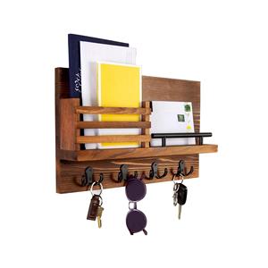 Rustic Key Holder Mail <b>Shelf</b> Wall Organizer Decorative Entryway Storage <b>Rack</b> with Hooks for Keys Letters Accessories - Product Image 1