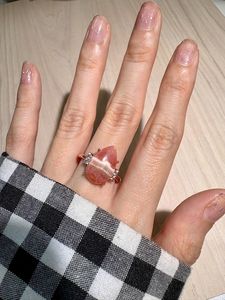 925 Sterling Silver Rhodochrosite <b>Ring</b> Natural Pink Gemstone <b>Adjustable</b> Rose Gold-Plated <b>Ring</b> Healing Crystal Jewelry - Product Image 3