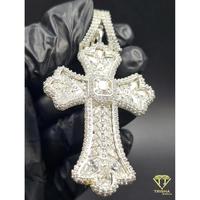 Pendentif Croix Chrétienne Exclusive Sertie de Diamants Moissanite et Breloque Chaîne Hip Hop