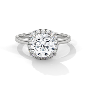 High Quality Brilliant Round Cut Lab Grown Diamond <b>Ring</b> With Side Paved Diamonds Made of 14K Solid White Gold GRA Certified <b>Ring</b> - Product Image 1