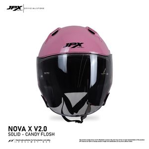 JPX nova x V2หมวกกันน็อคครึ่งหน้าใน Candy flosh, มีหน้ากระบังคู่และการออกแบบสีทึบทันสมัยสำหรับผู้ขับขี่สมัยใหม่ - Product Image 5