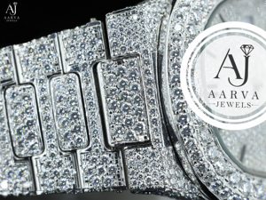AARVA JEWELS นาฬิกาเพชรผู้หญิงสแตนเลสสตีล 30 มม. อะนาล็อกควอตซ์หน้าปัดคริสตัลแซฟไฟร์ 3BAR กันน้ำอัตโนมัติวันที่ - Product Image 5