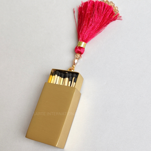 Brass <b>Matchstick</b> Holder Gold Finish with Decorative Tassel for Home Décor Wedding Events Luxury Gifts Wholesale Buyers OEM - Product Image 1
