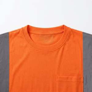 Camiseta de Manga Larga de Alta Visibilidad Naranja y Negra, Ropa de Trabajo con Cinta Reflectante, Tela de Poliéster Transpirable, Uniformes de Trabajo - Product Image 5