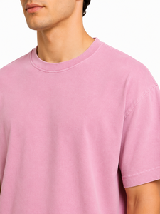 Men's Oversized Pink T Shirt Heavyweight Cotton Crew Neck Half Sleeve Casual Tee Premium Solid Color Basic T Shirt Relaxed Fit S - Product Image 4