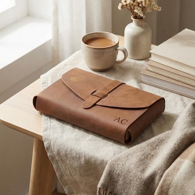 Classic Luxury Genuine Leather Planner Cover with Pen Loop Elastic Band Water Resistant Handmade Custom Organizer-Model LBC-0048