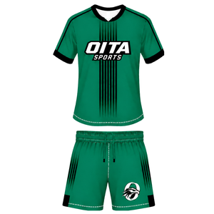Conjunto de Rugby Verde y Negro, Jersey de Manga Corta con Cuello Redondo y Pantalones Cortos a Juego, Uniforme Deportivo Transpirable para Entrenamiento de Equipo - Product Image 1