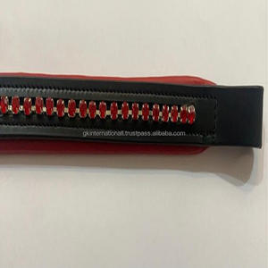 Banda de cuero hecho a mano para cejas de caballo, relleno suave rojo, cristales grandes bajos, ostentosos en todos los tamaños y formas personalizados - Product Image 6