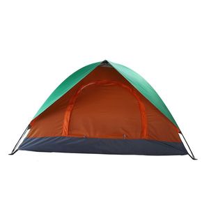 Tenda da campeggio a cupola a due porte per 2 persone, arancione e verde - Product Image 1