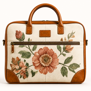 Floral Eco-Friendly Durable Jute Large Capacity <b>Laptop</b> <b>Backpack</b> Briefcase Convertible Business Bag Canvas Zipper Office College - Product Image 3