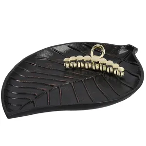 Luxury Decorative Metal Display <b>Tray</b> with Antique <b>Gold</b> Designer Texture Style American Style Decorative Plated safe - Product Image 3