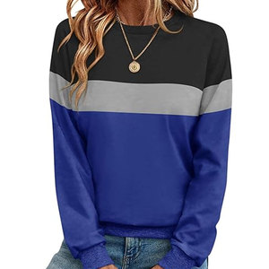 Sweat-shirts pour femmes élégants avec contraste de couleurs, coupe ample, style streetwear hip-hop, sweat-shirt à panneaux colorés pour femmes - Product Image 1
